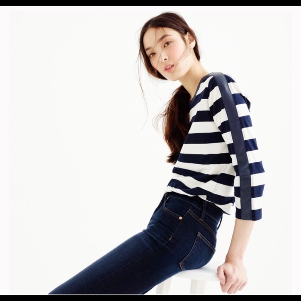 J Crew Leather Trimmed Top